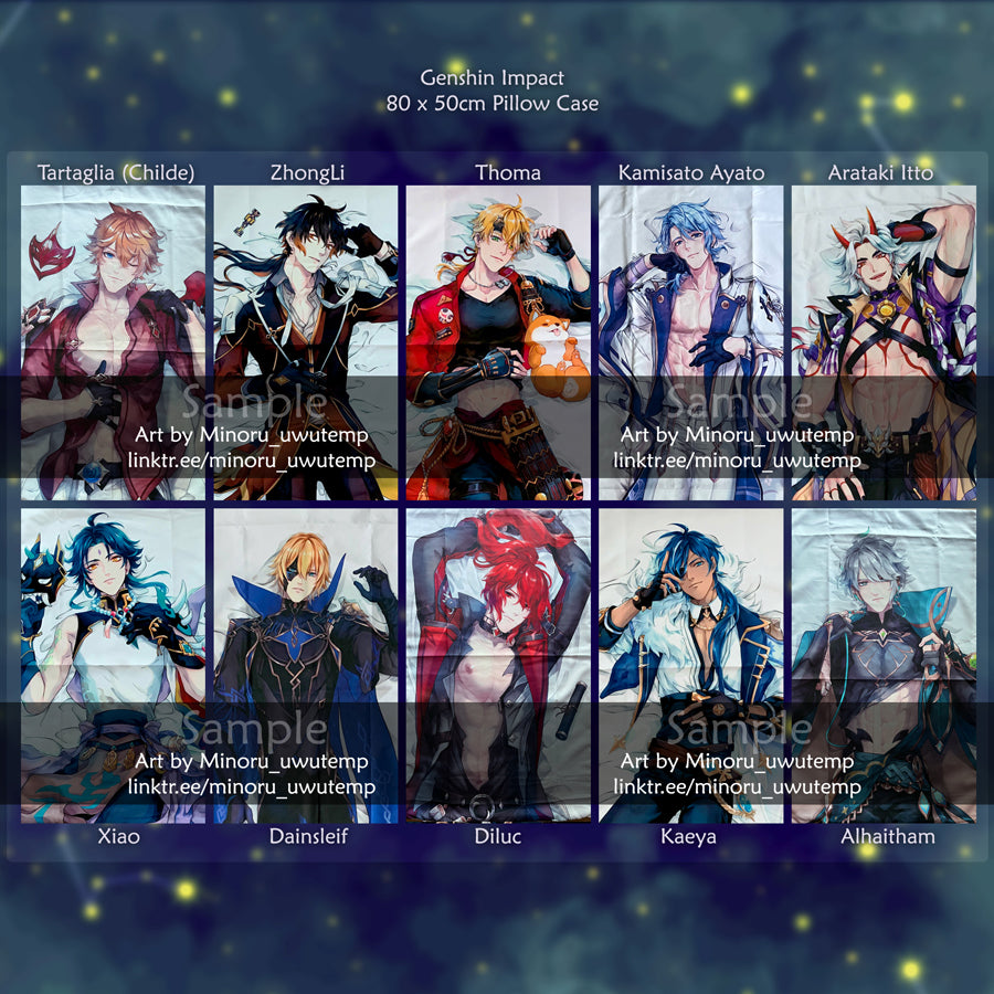 Genshin Impact Pillow Case 80 x 50cm(left Thoma)