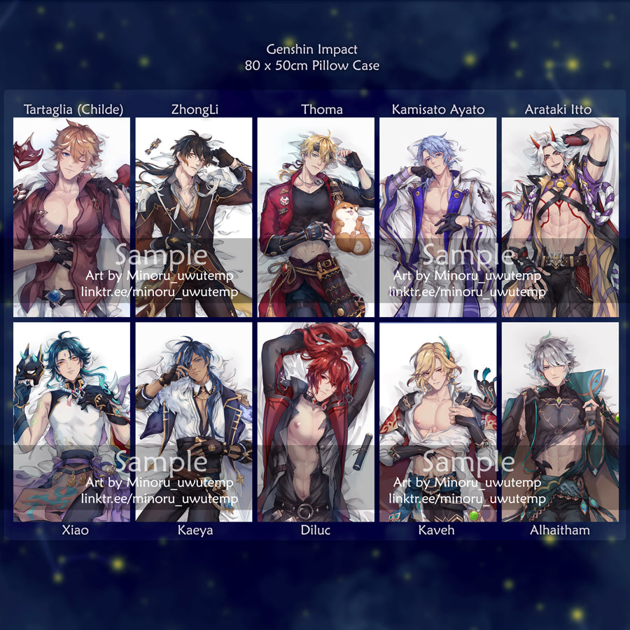 Genshin Impact Pillow Case 80 x 50cm(left Thoma)